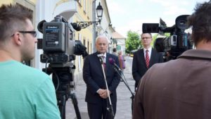 Harrach Péter és Rétvári Bence váci sajtótájékoztatója